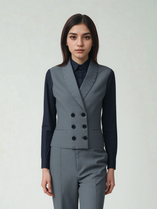 Marriott F&B Cru Steakhouse  Female server Double Breasted Waistcoat with Shawl Lapel WVT0005