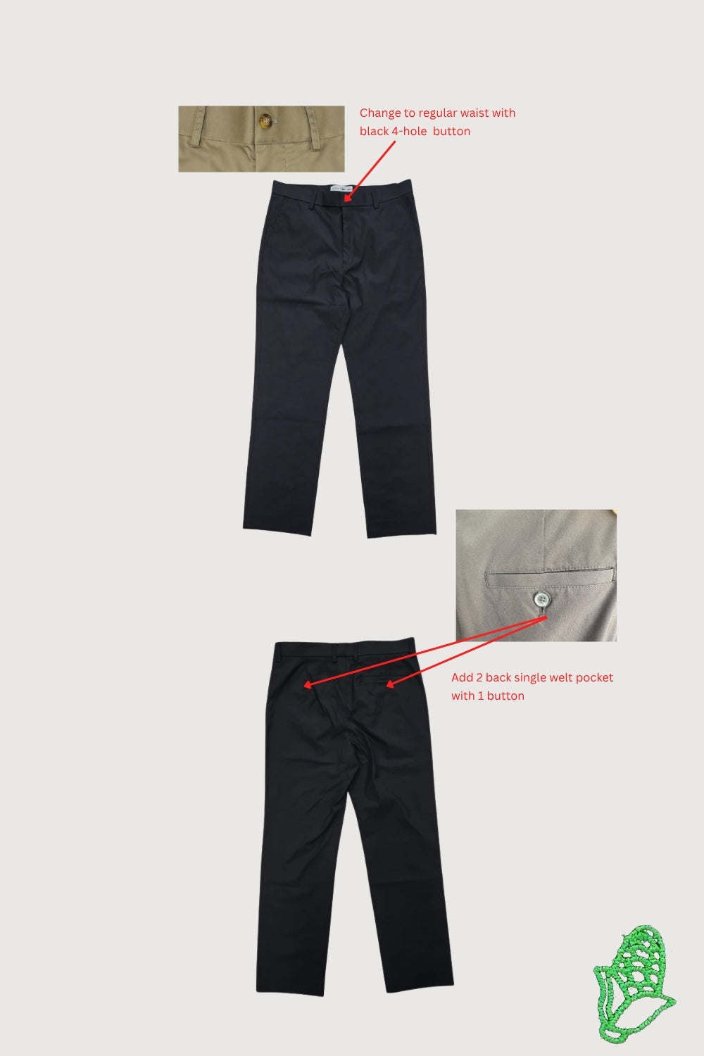 Male Pant with Two Back Single Welted Pocket MPS0055