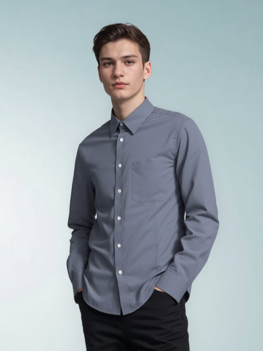 Marriott F&B Café Bakery Male Server Long Sleeve Shirt with Chest Pocket & Sleeve Tab MTS2002C