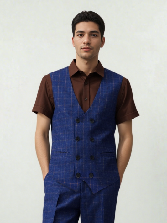 Marriott F&B Great Room Male Bartender Double Breasted Waistcoat without Collar MVT0004