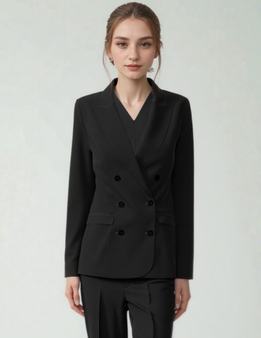 Marriott Female Black Double Breasted Blazer WJK0035