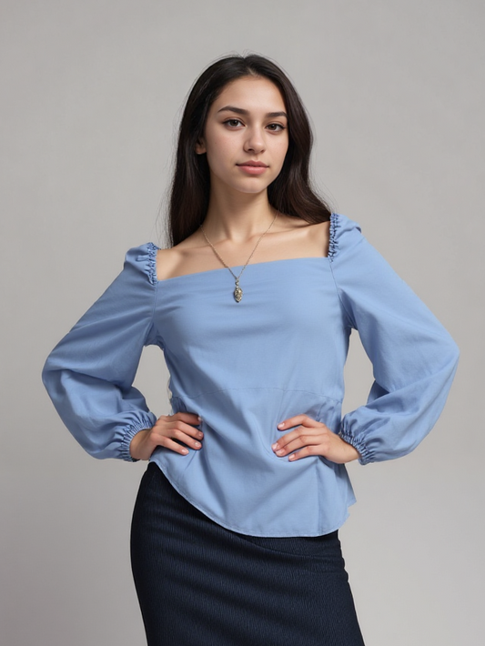 Marriott F&B Female Supervisors Square Neck Long Sleeve Top with Elastic Bracelet Sleeves WST0020