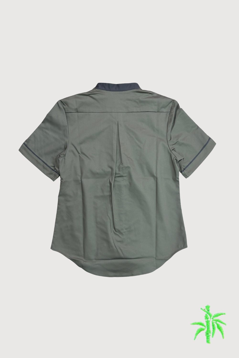 Female Mandarin Collar Short Sleeve Shirt with Waistcoat Hem & Slit at Sleeve WTB0065