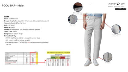 Male Slim Fit Pant with Extended Waistband with Adjustable Buckle & Turn Up Hem MPS0047