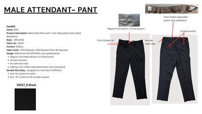 Male Ankle Pants with Inner Adjustable Elastic Back Waistband MPS0056