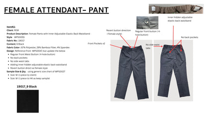 Female Pants with Inner Adjustable Elastic Back Waistband WPS0055