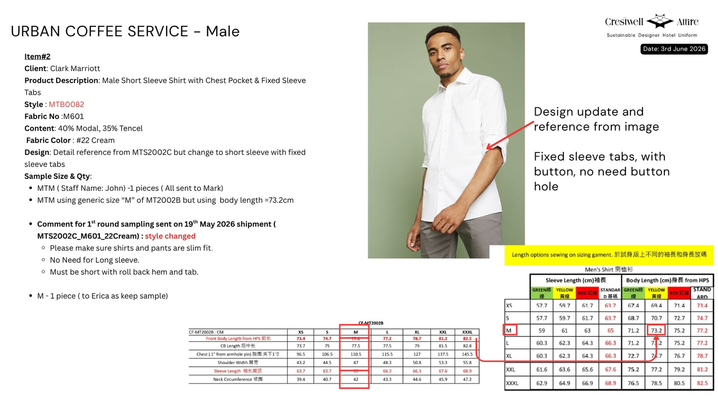 Male Short Sleeve Shirt with Chest Pocket & Fixed Sleeve Tabs MTB0082