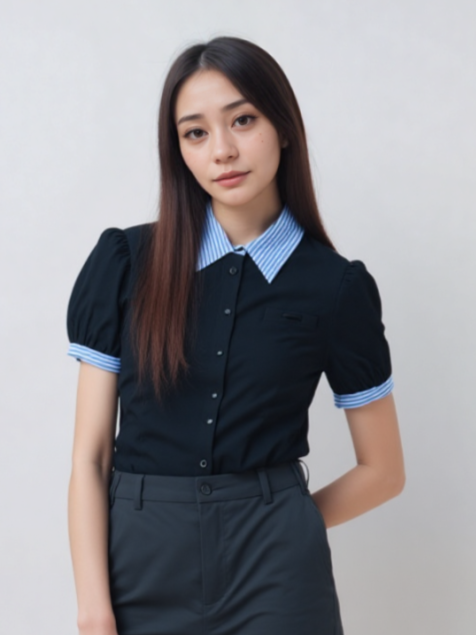 Island Shangri-La Housekeeping Women's Short Sleeve Top -Regular Collar WTB0058