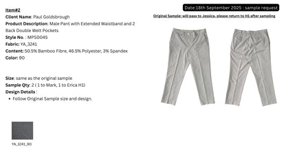 Paul Goldsbrough Male Pant with Extended Waistband and 2 Back Double Welt Pockets MPS0045