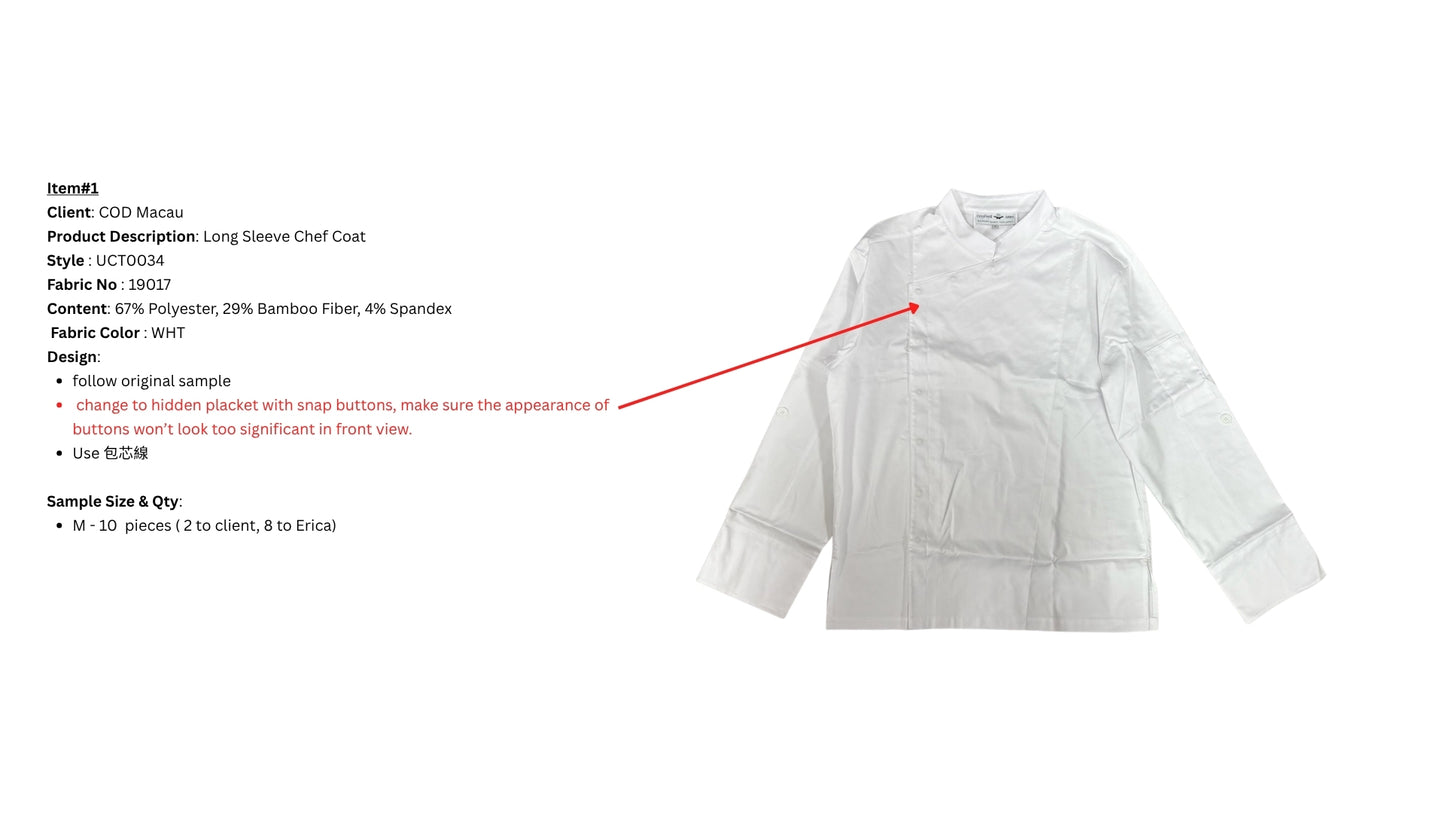 Long Sleeve Chef Coat UCT0034