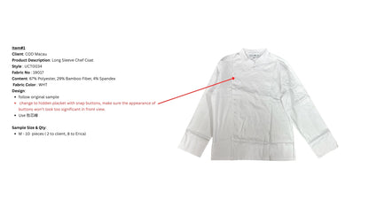 Long Sleeve Chef Coat UCT0034