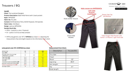 Male Slim Fit Pants (with 1 back pocket) MPS0054