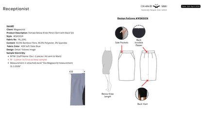 Female Below Knee Pencil Skirt with Back Slit WSK0014