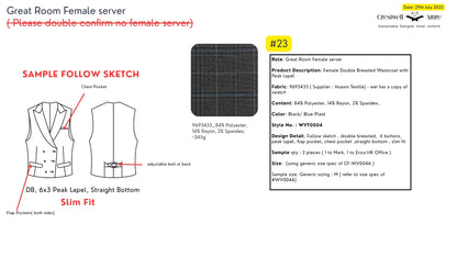 Marriott F&B Great Room Female server Double Breasted Waistcoat with Peak Lapel WVT0004