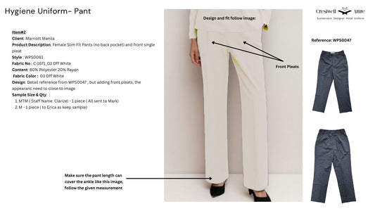 Female Slim Fit Pants (no back pocket) and front single pleat WPS0061