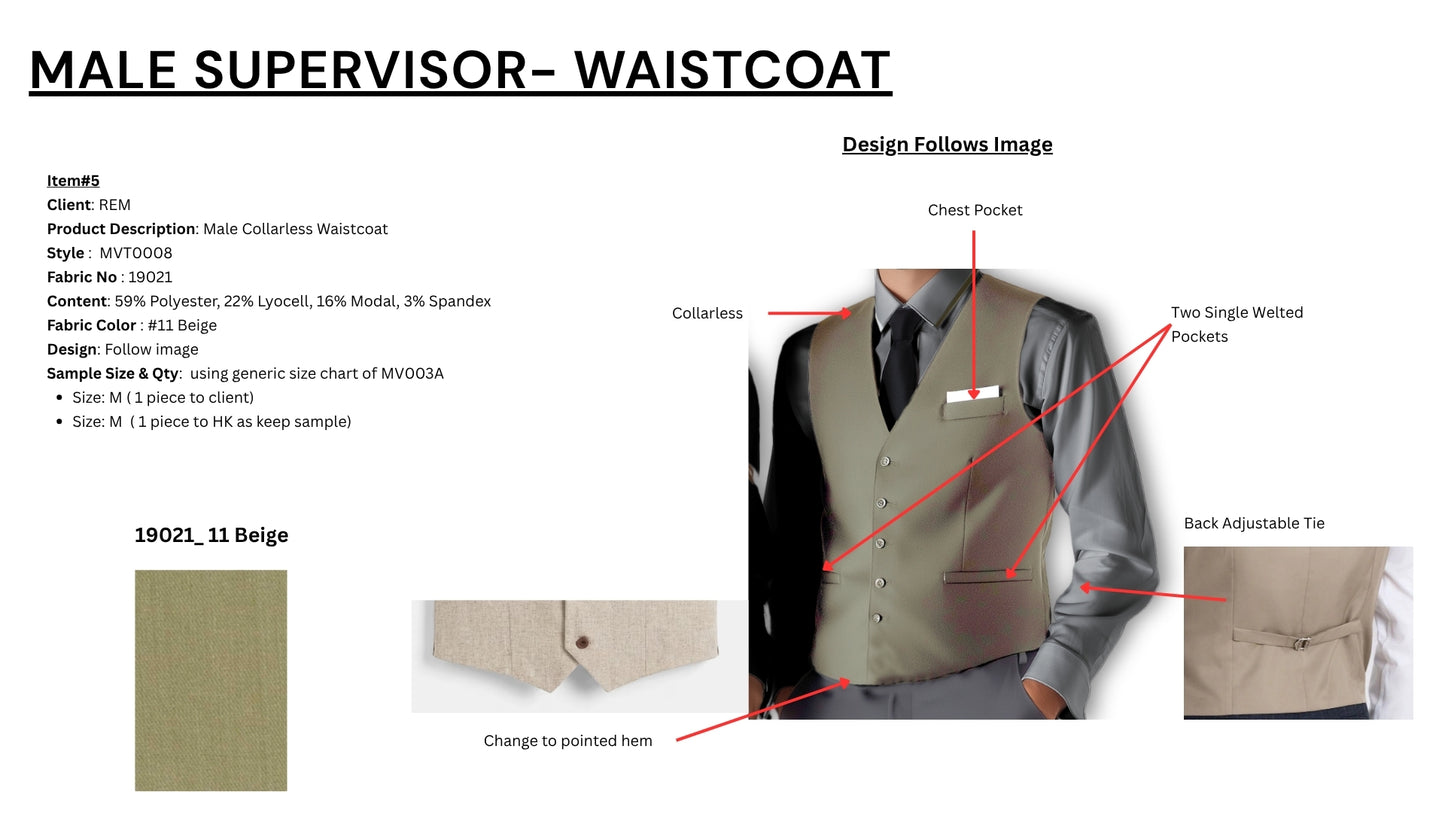 Male Collarless Waistcoat MVT0008