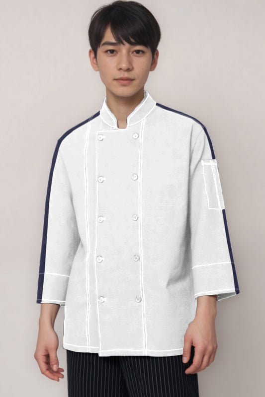 Long Sleeve Chef Coat with Contrast Shoulder Stripe  UCT0032
