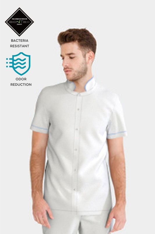 Men's BioNTex™ Contrast Color Piping Stand Collar Shirt
