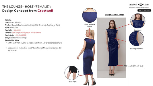 Female Boatneck Midi Dress with Ruching at Waist WDS0022