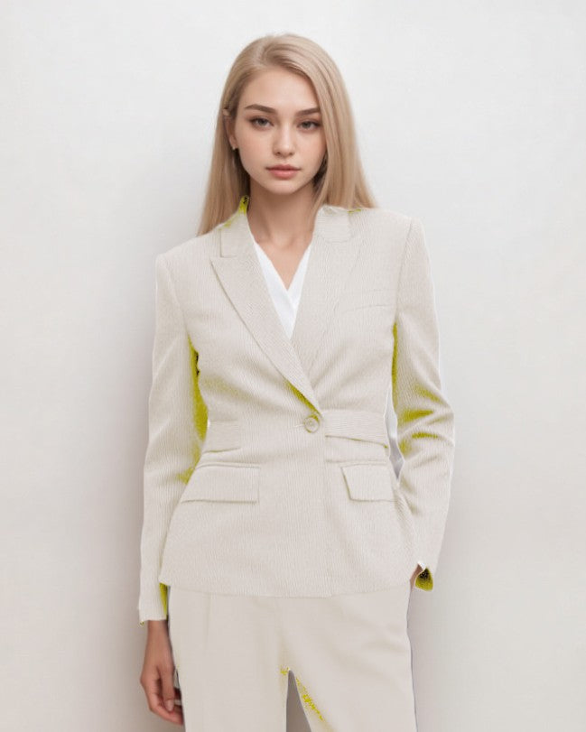 Female One-Button Blazer with Wrap Closure WJK0048