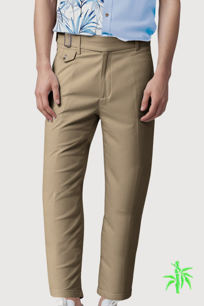 Male Slim Fit Pant with Extended Waistband with Adjustable Buckle & Turn Up Hem MPS0047