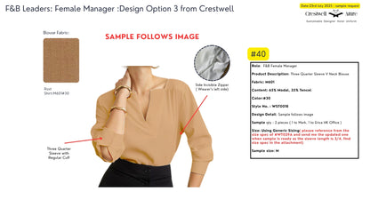 Marriott F&B Female Manager Three Quarter Sleeve V Neck Blouse WST0018