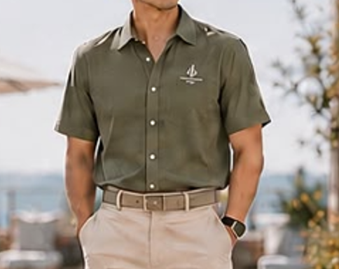Male Short  Sleeve Shirt with Chest Pocket MTB0030