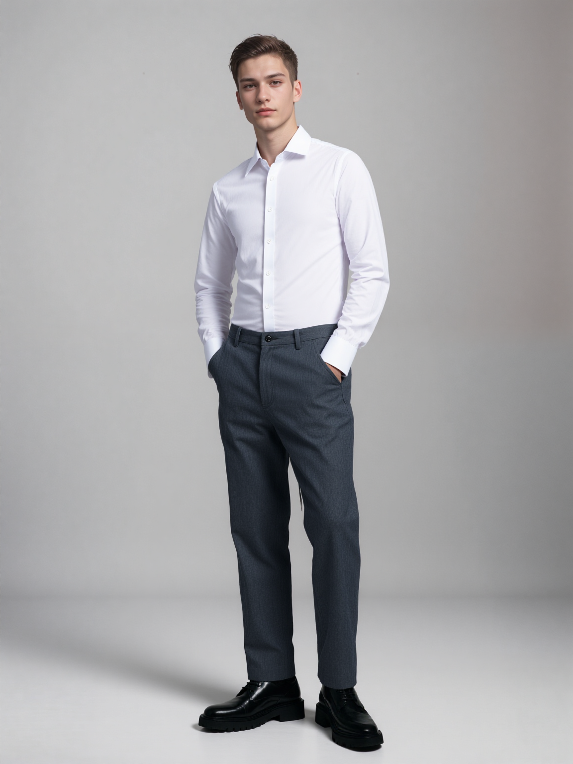 Paul Goldsbrough Male Long Sleeve Shirt with 3-Button Cuff Style MTB0064