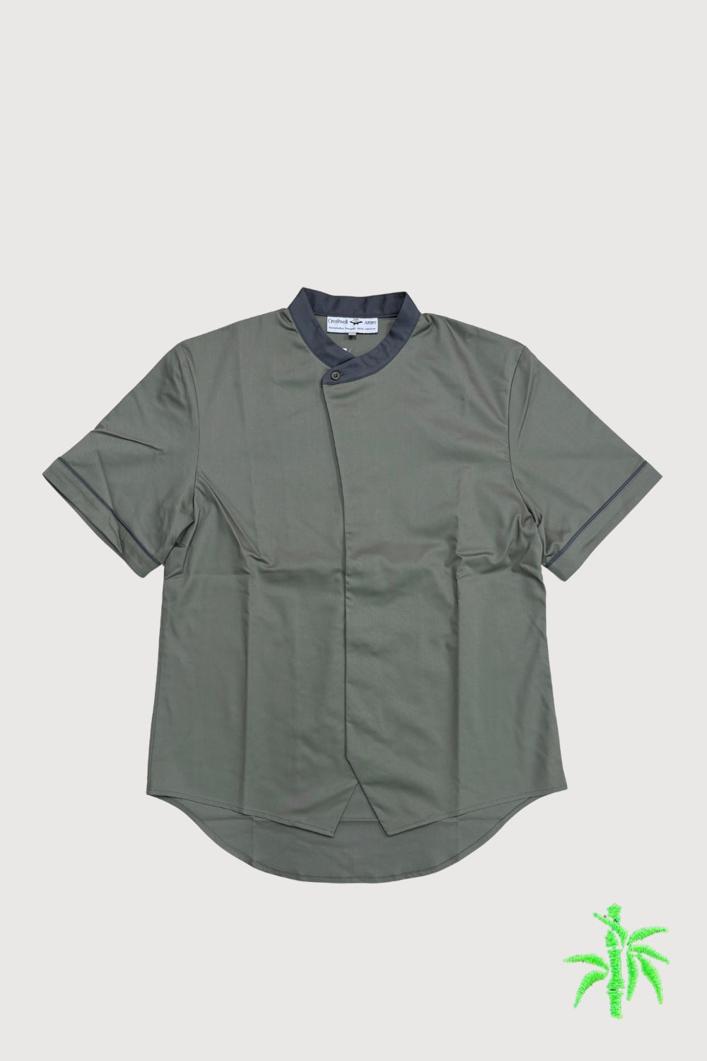 Male Mandarin Collar Short Sleeve Shirt with Waistcoat Hem MTB0070