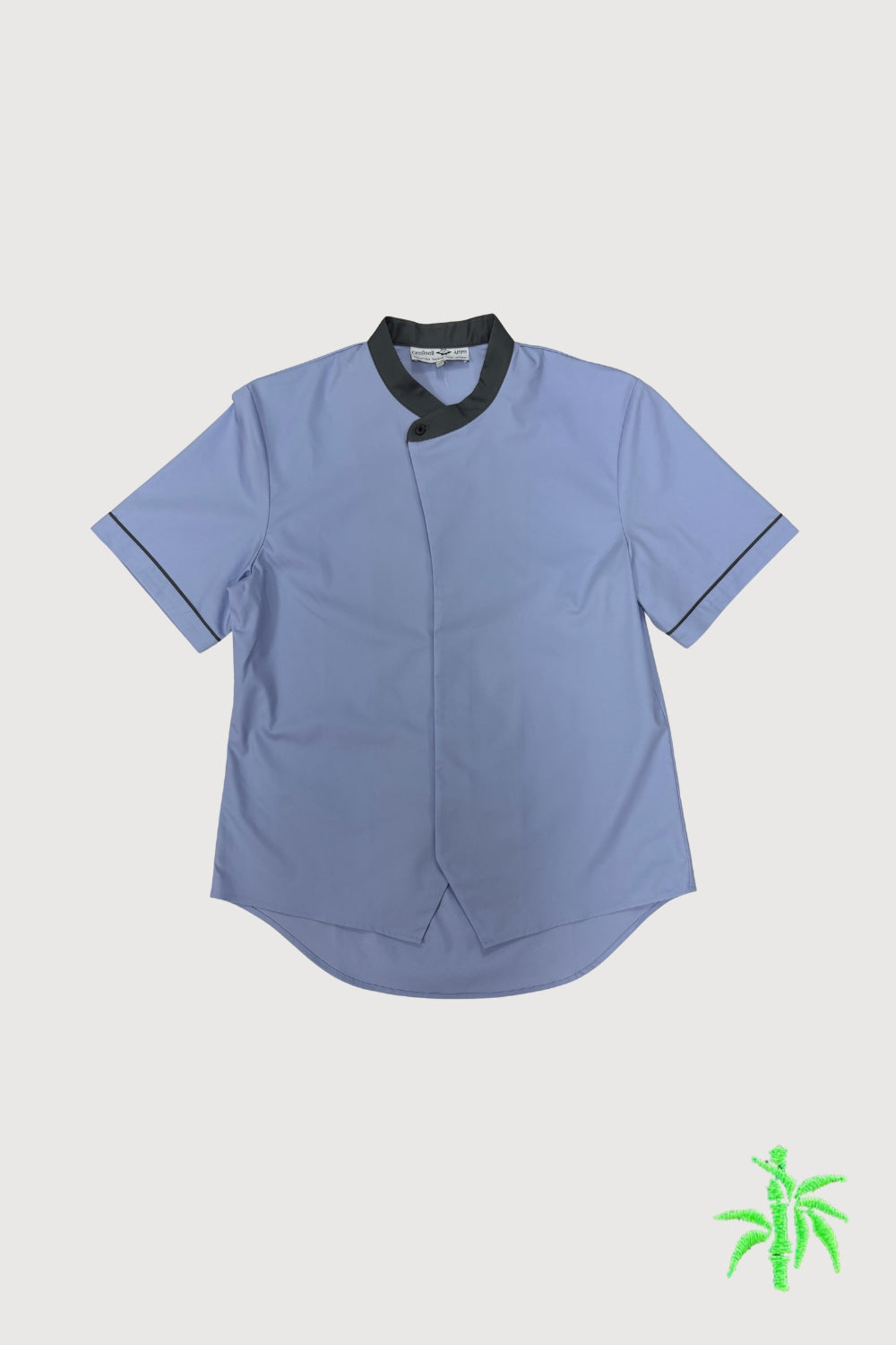 Male Mandarin Collar Short Sleeve Shirt with Waistcoat Hem MTB0070