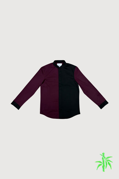 Male Mandarin Collar Shirt with Slit Cuff and Chinese Embroidery Detail MTB0078