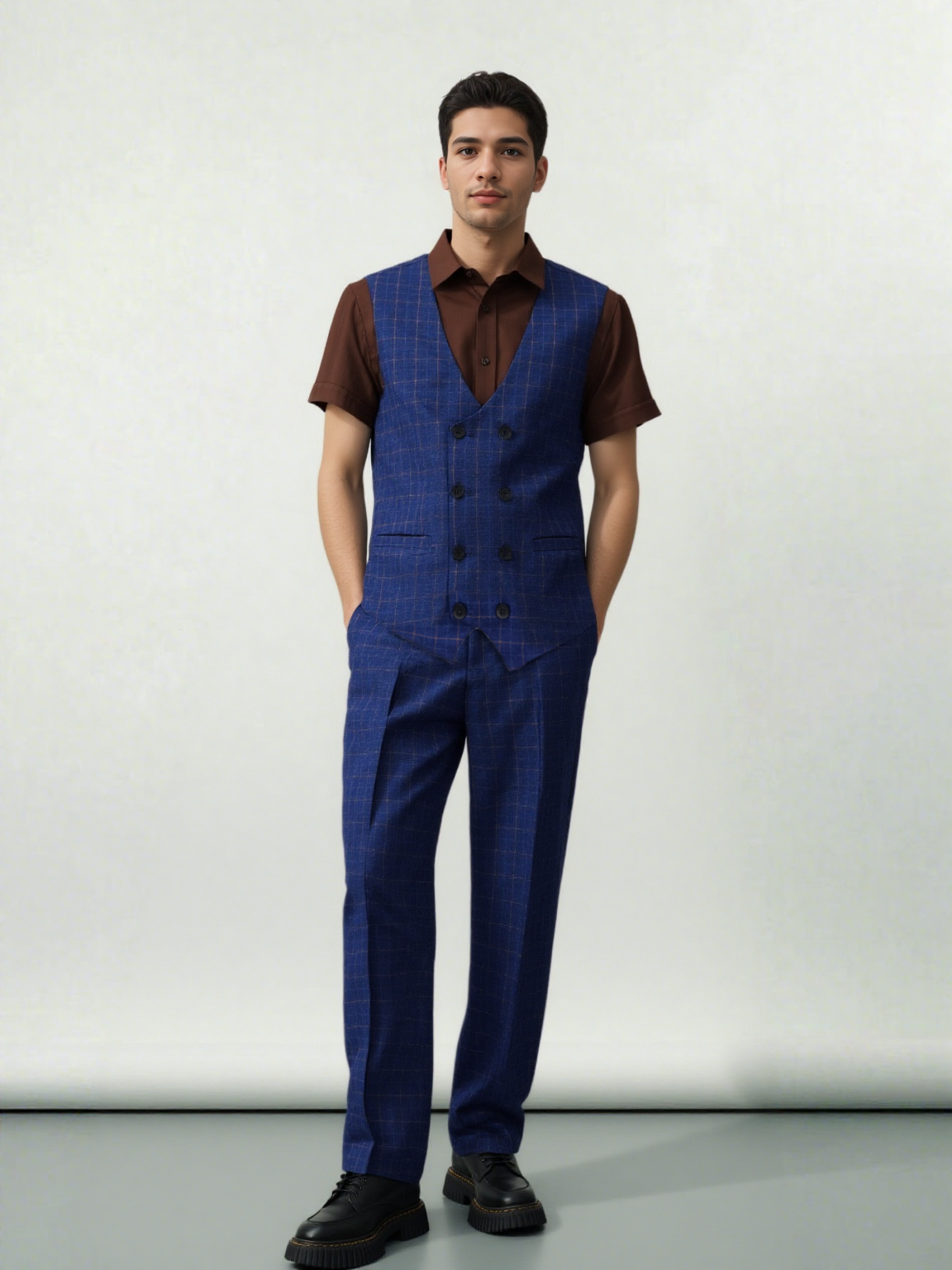 Marriott F&B Great Room Male Bartender Double Breasted Waistcoat without Collar MVT0004