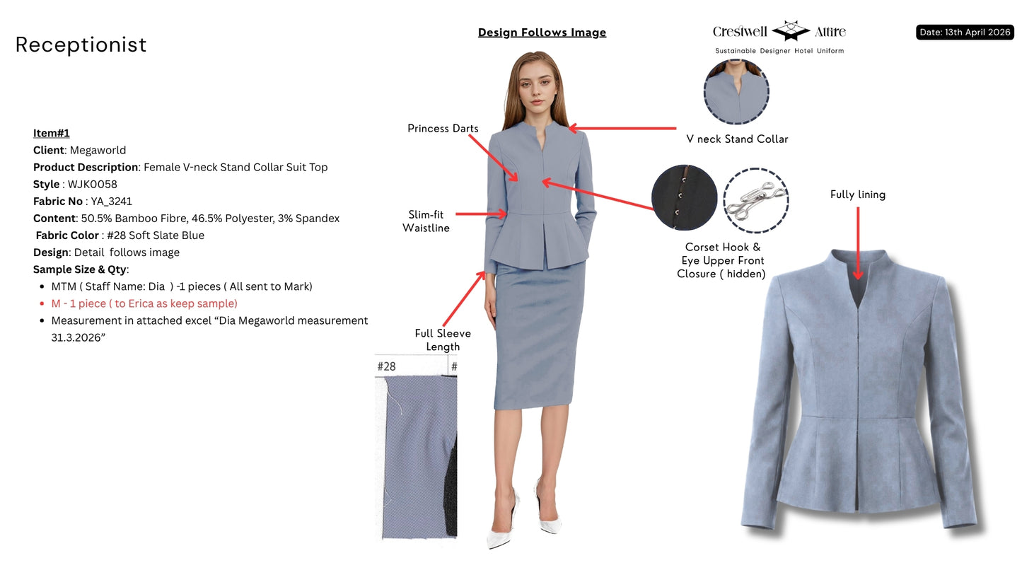 Female V-neck Stand Collar Suit Top WJK0058