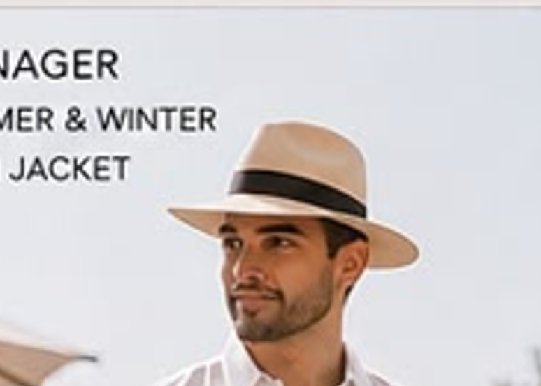 Male Paper Straw Hat with Black Band CAP0009