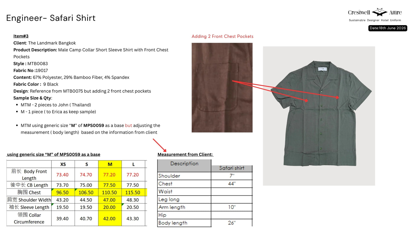 Male Camp Collar Short Sleeve Shirt with Front Chest Pockets MTB0083