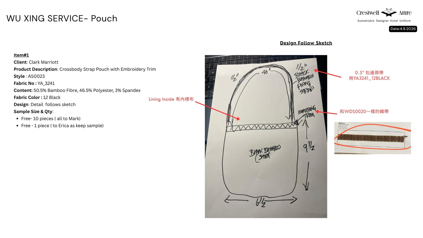 Crossbody Strap Pouch with Embroidery Trim AS0023
