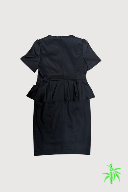 Marriott F&B Great Room Female Server Asymmetric V Neckline Peplum Dress with Side Slit WDS0011