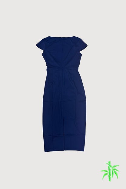 Female Boatneck Midi Dress with Ruching at Waist WDS0022_B