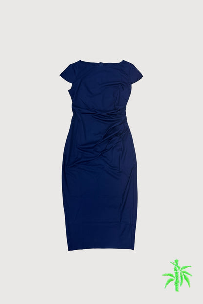 Female Boatneck Midi Dress with Ruching at Waist WDS0022_B