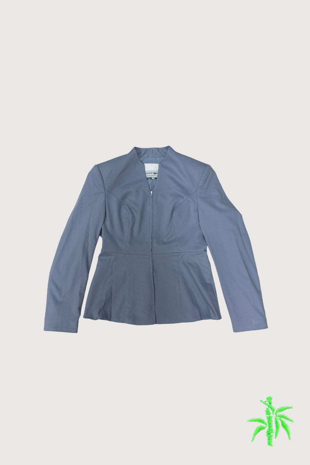 Female V-neck Stand Collar Suit Top with Invisible Zipper Front WJK0058_B