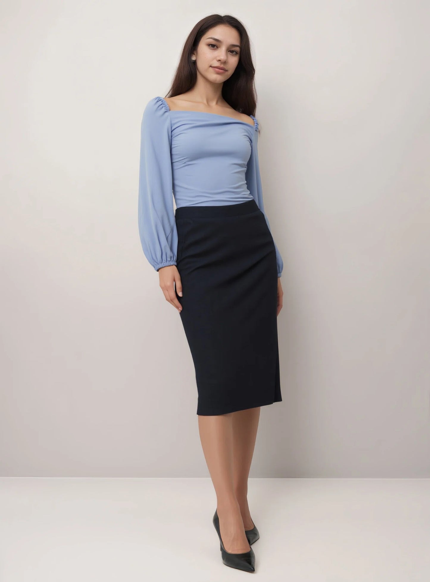 Marriott F&B Female Supervisors Square Neck Long Sleeve Top with Elastic Bracelet Sleeves WST0020