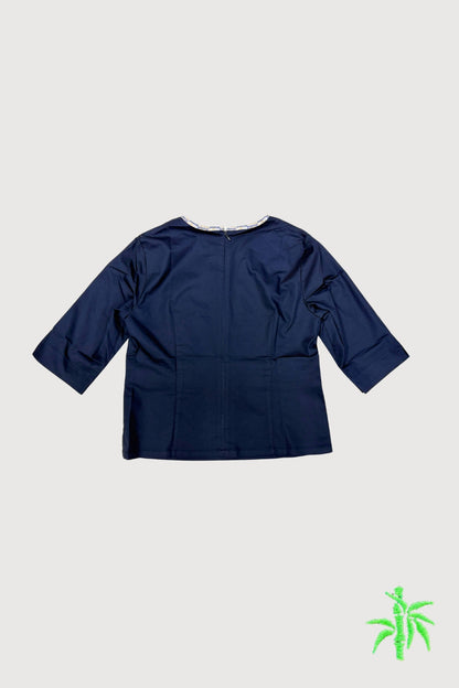 Female Quarter Sleeve Top with Pattered Neck and Waist Trim WST0029