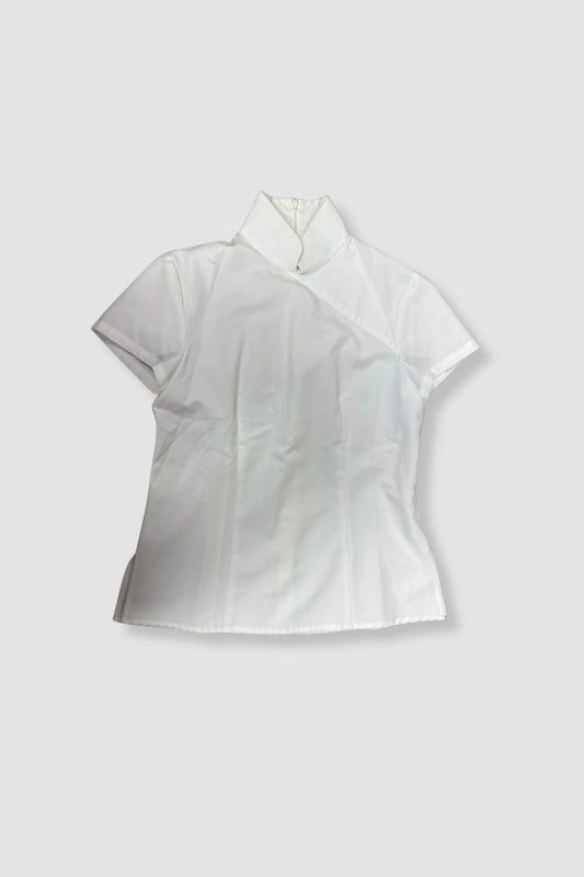 <b>Holt's Cafe</b>Female's Madarin Collar Short Sleeve Top_WST0031