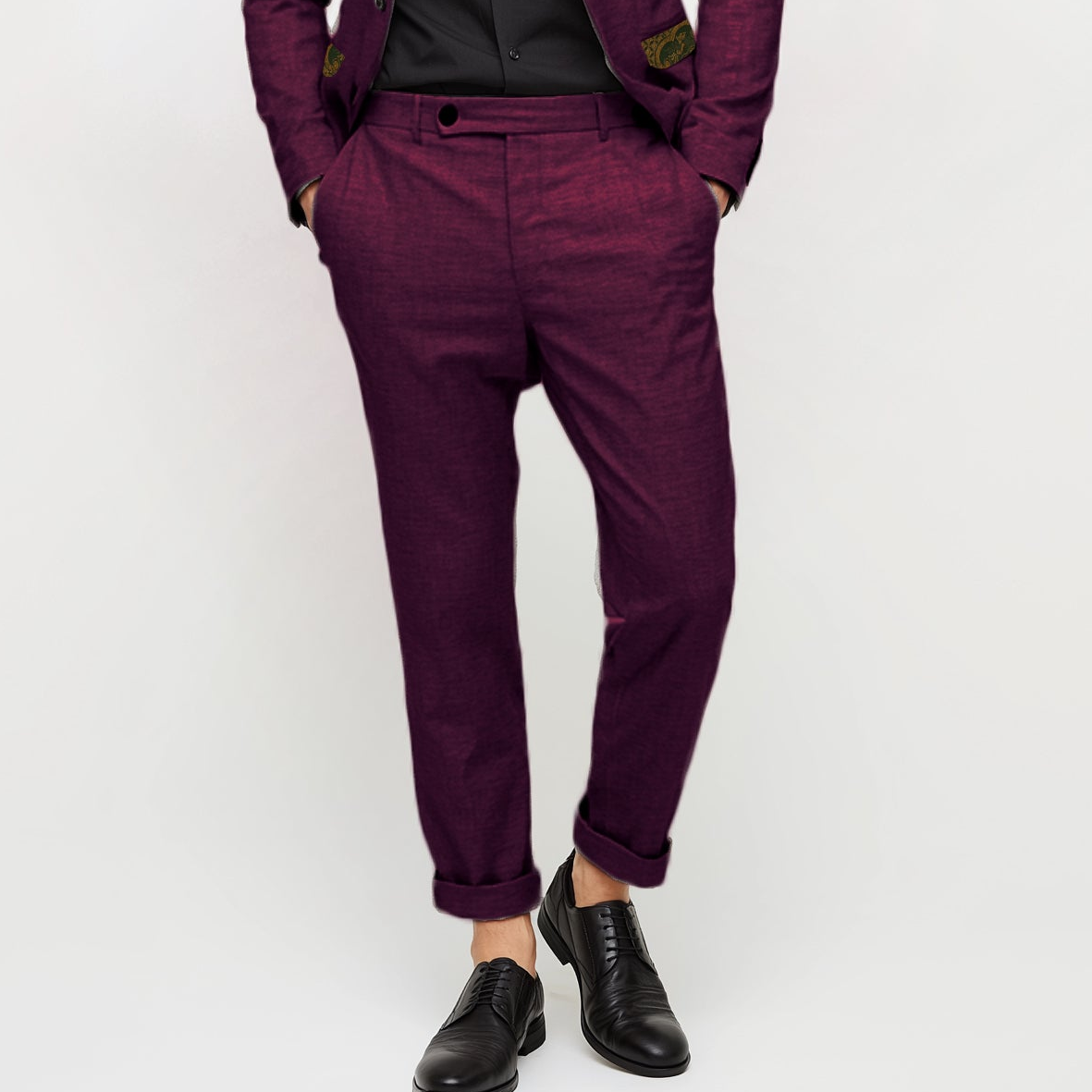 Male Slim Fit Pant with Rolled Hem and Extended Waistband MPS0067